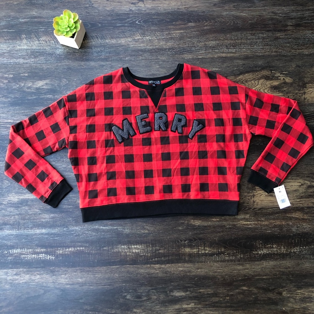 Merry Buffalo check plaid cropped Sweatshirt